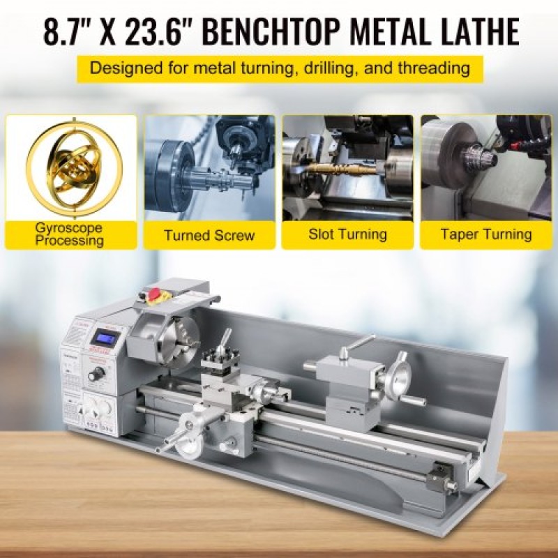 VEVOR Mini Metal Lathe 750W Μεταλλικός Τόρνος Μεταβλητής Ταχύτητας 50 έως 3000Rpm Τόρνος Ακριβείας Φρέζας 220 x 600mm για Μεταλλικός Τόρνος Μεταλλικός Τόρνος για Τρυπάνι Περιστροφής Αντιπροσώπου