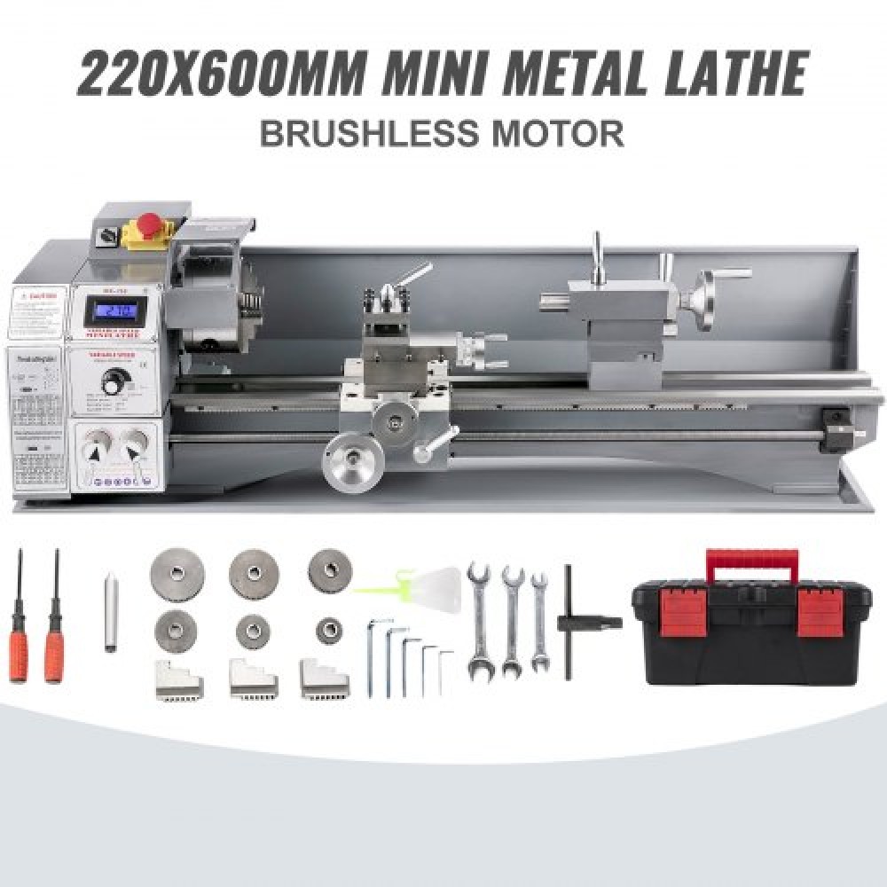 VEVOR Mini Metal Lathe 750W Μεταλλικός Τόρνος Μεταβλητής Ταχύτητας 50 έως 3000Rpm Τόρνος Ακριβείας Φρέζας 220 x 600mm για Μεταλλικός Τόρνος Μεταλλικός Τόρνος για Τρυπάνι Περιστροφής Αντιπροσώπου