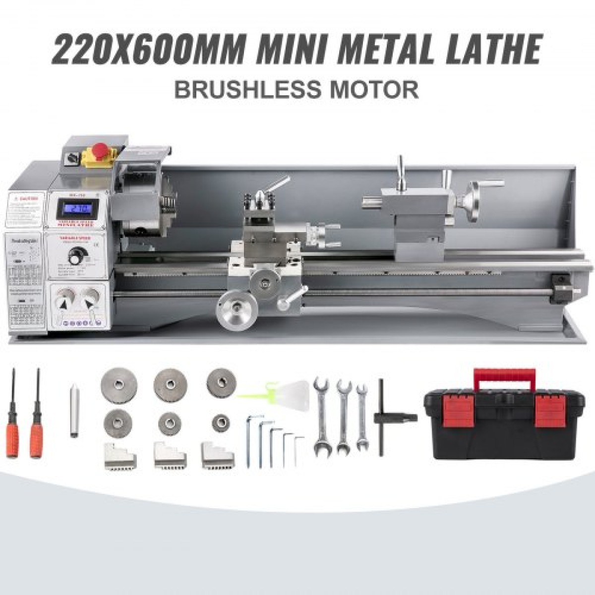 VEVOR Mini Metal Lathe 750W Μεταλλικός Τόρνος Μεταβλητής Ταχύτητας 50 έως 3000Rpm Τόρνος Ακριβείας Φρέζας 220 x 600mm για Μεταλλικός Τόρνος Μεταλλικός Τόρνος για Τρυπάνι Περιστροφής Αντιπροσώπου