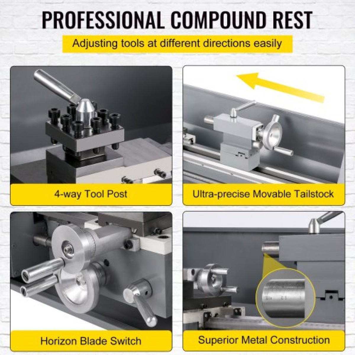 VEVOR Mini Metal Lathe 750W Μεταλλικός Τόρνος Μεταβλητής Ταχύτητας 50 έως 3000Rpm Τόρνος Ακριβείας Φρέζας 220 x 600mm για Μεταλλικός Τόρνος Μεταλλικός Τόρνος για Τρυπάνι Περιστροφής Αντιπροσώπου