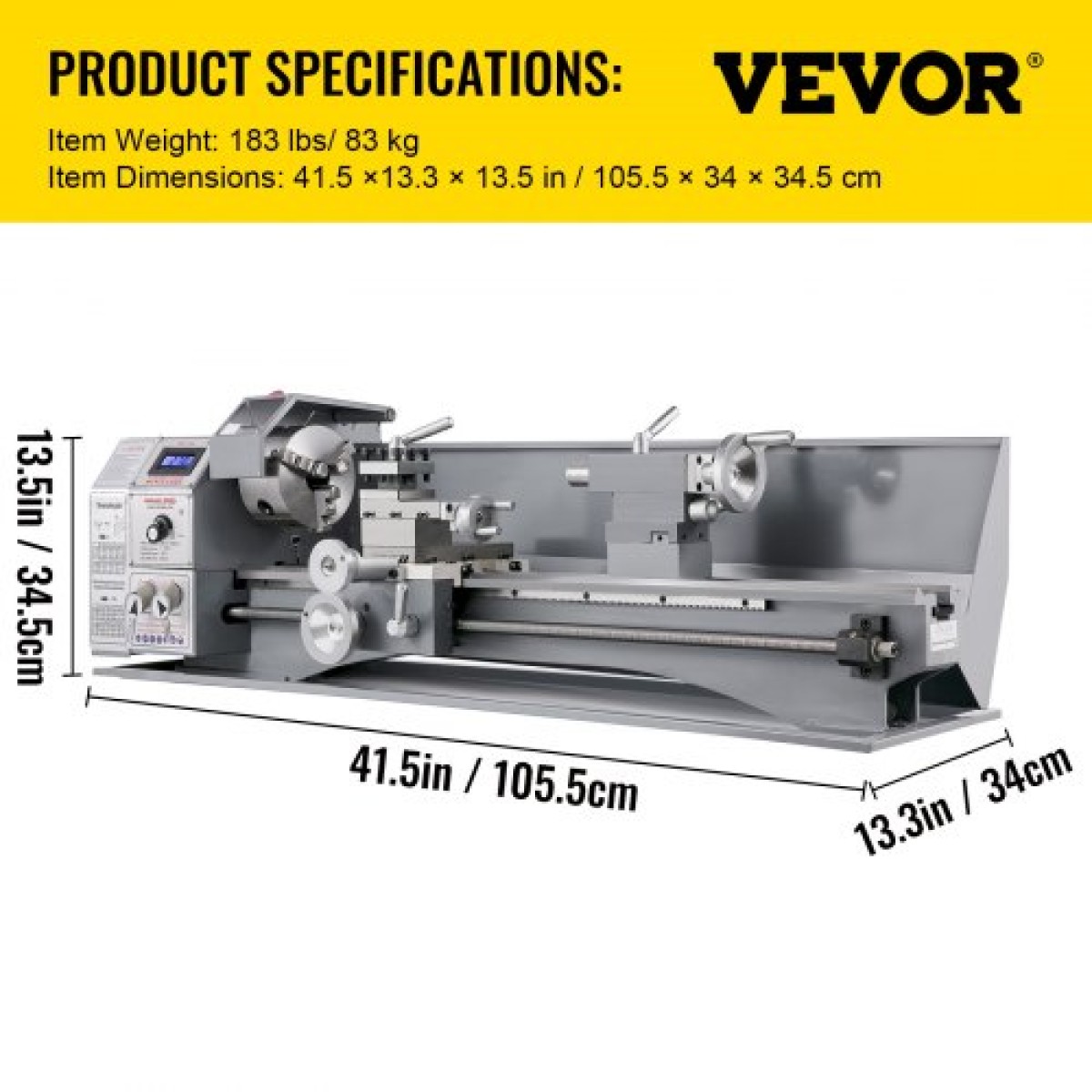 VEVOR Mini Metal Lathe 750W Μεταλλικός Τόρνος Μεταβλητής Ταχύτητας 50 έως 3000Rpm Τόρνος Ακριβείας Φρέζας 220 x 600mm για Μεταλλικός Τόρνος Μεταλλικός Τόρνος για Τρυπάνι Περιστροφής Αντιπροσώπου