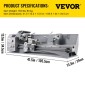VEVOR Mini Metal Lathe 750W Μεταλλικός Τόρνος Μεταβλητής Ταχύτητας 50 έως 3000Rpm Τόρνος Ακριβείας Φρέζας 220 x 600mm για Μεταλλικός Τόρνος Μεταλλικός Τόρνος για Τρυπάνι Περιστροφής Αντιπροσώπου