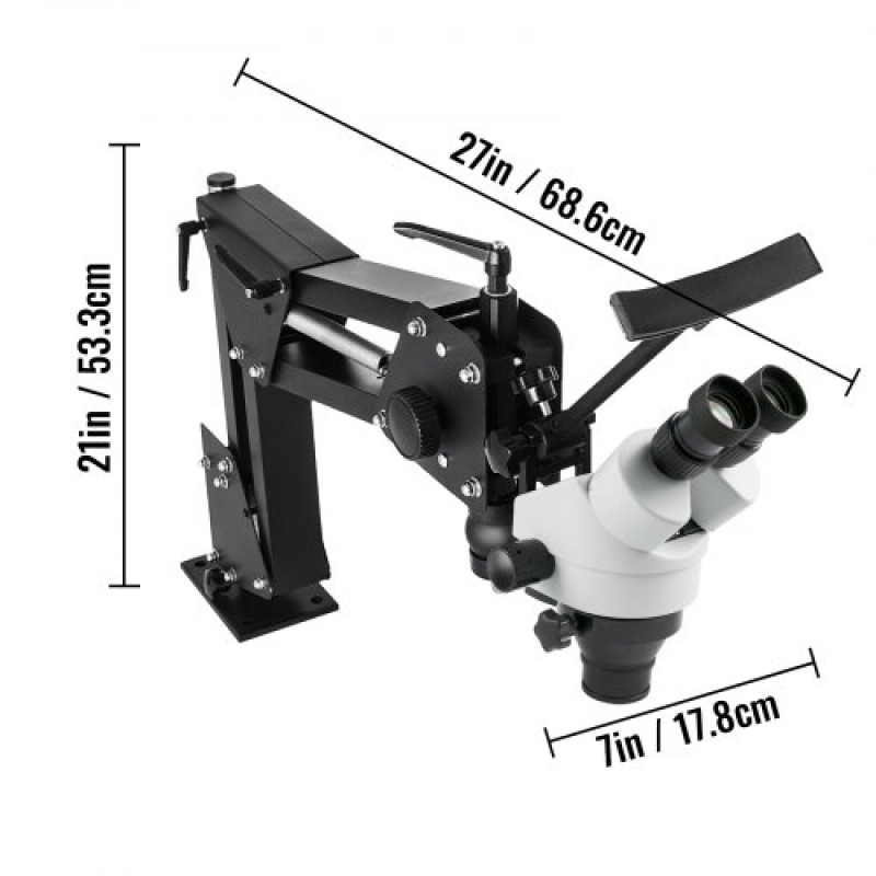 VEVOR Micro Inlaid Mirror Multi-directional Micro-setting Microscope 76mm Lens Spring Bracket Jewelry Tools 7X-4.5X