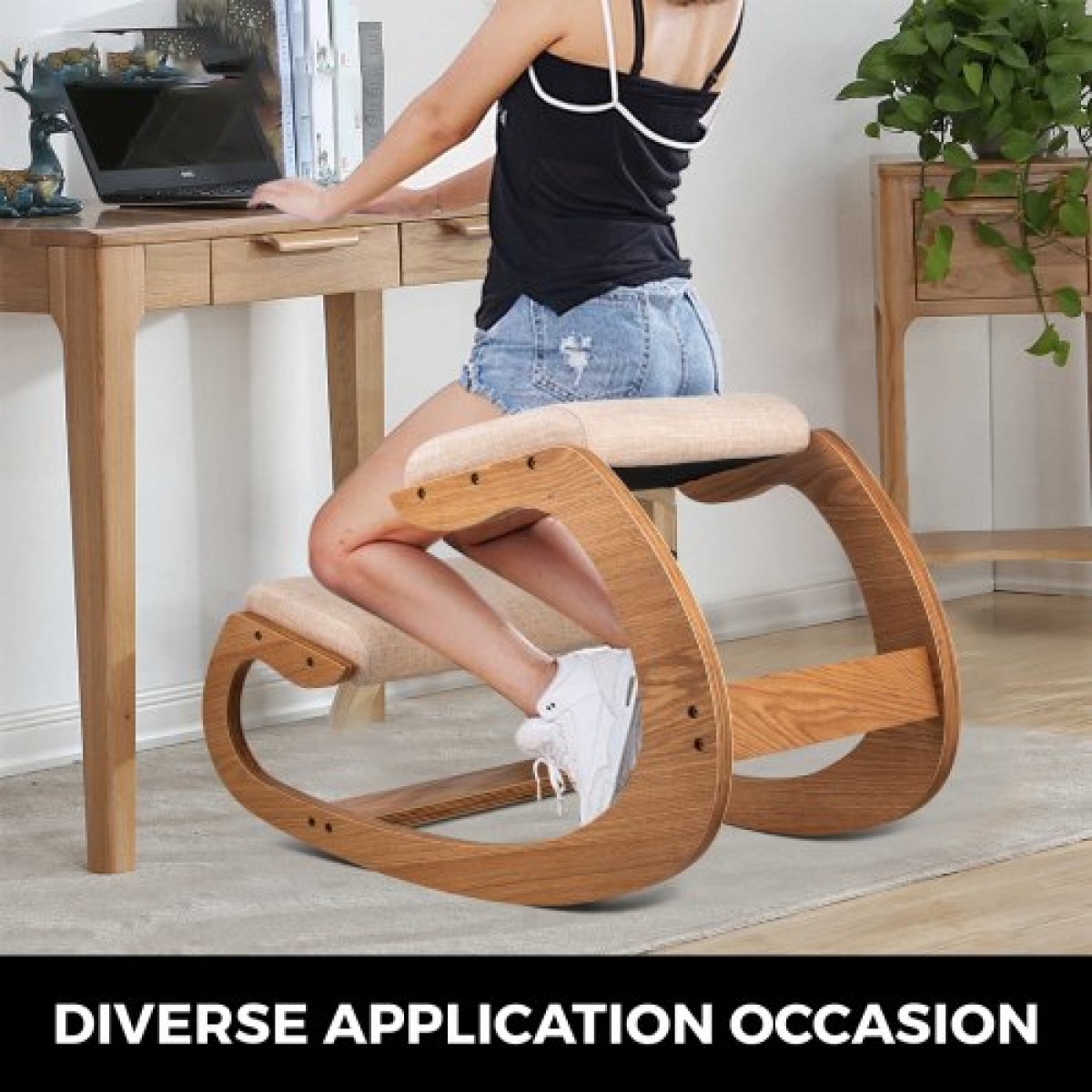 Εργονομική καρέκλα γονατιστών VEVOR 99,8 kg Χωρητικότητα φόρτωσης Γονατιστή στάση Επιτραπέζια σκαμπό με μαξιλάρι ισχίου γονατιστό εργονομικό σκαμπό για οικιακό γραφείο καλής στάσης Σκαμπό υπολογιστή Λευκή δρυς
