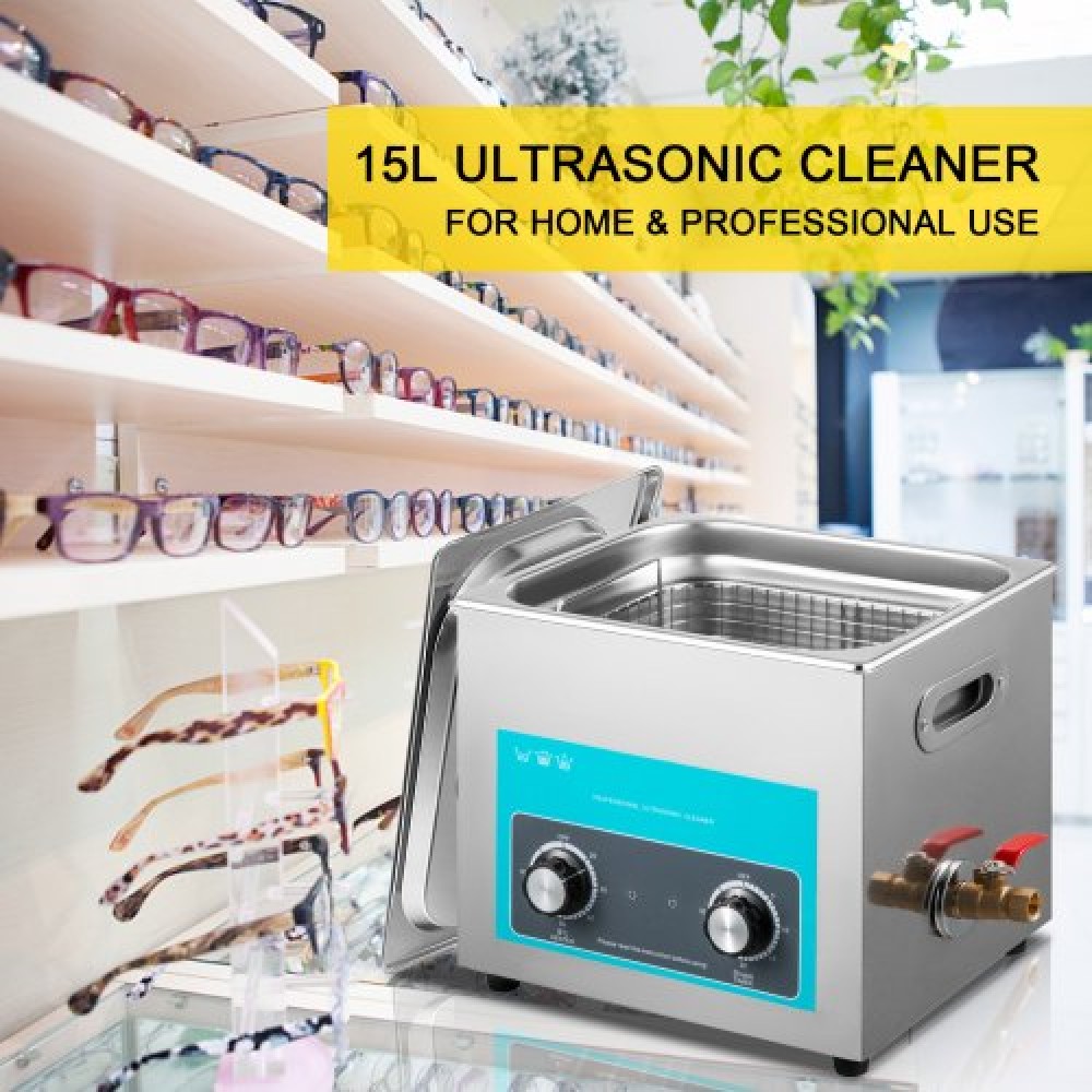 VEVOR 15L Ultrasonic Cleaner Καθαριστικό κοσμημάτων με χρονοδιακόπτη θερμάστρας για πόμολο καθαρισμού κοσμημάτων Δαχτυλίδια γυαλιών Οδοντοστοιχίες Μουσικά όργανα