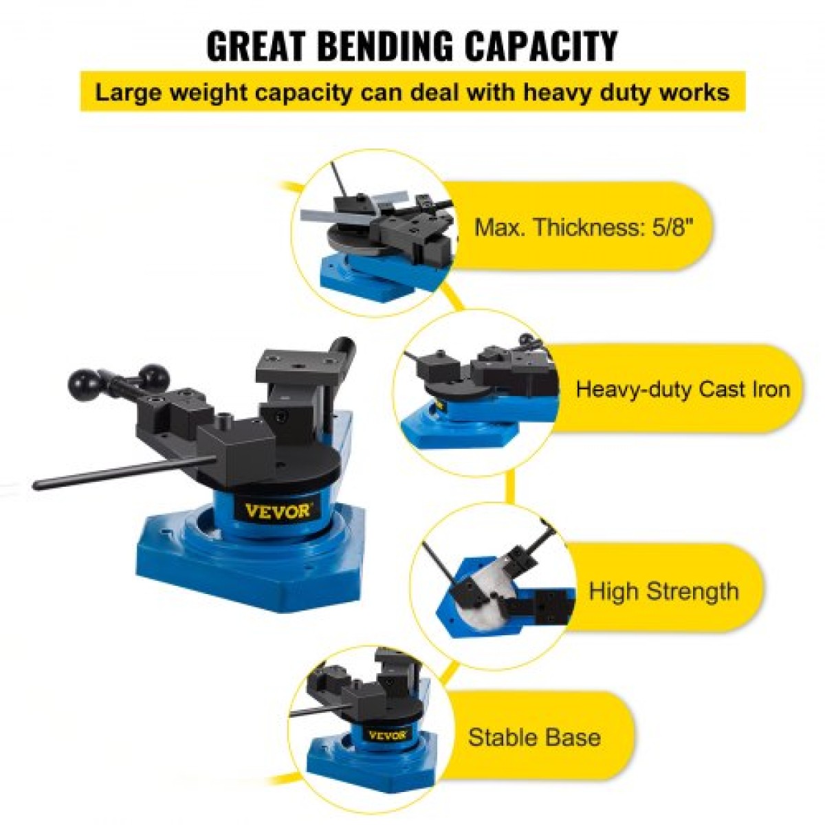 VEVOR SBG-40 Metal Scroll Bender Bender High-Hardened Steel Scroll Bender Συνδυασμός κύλισης ακτίνας και γωνίας κάμψης Universal Metal Rod Bender for Steel Brass Cooper Aluminium