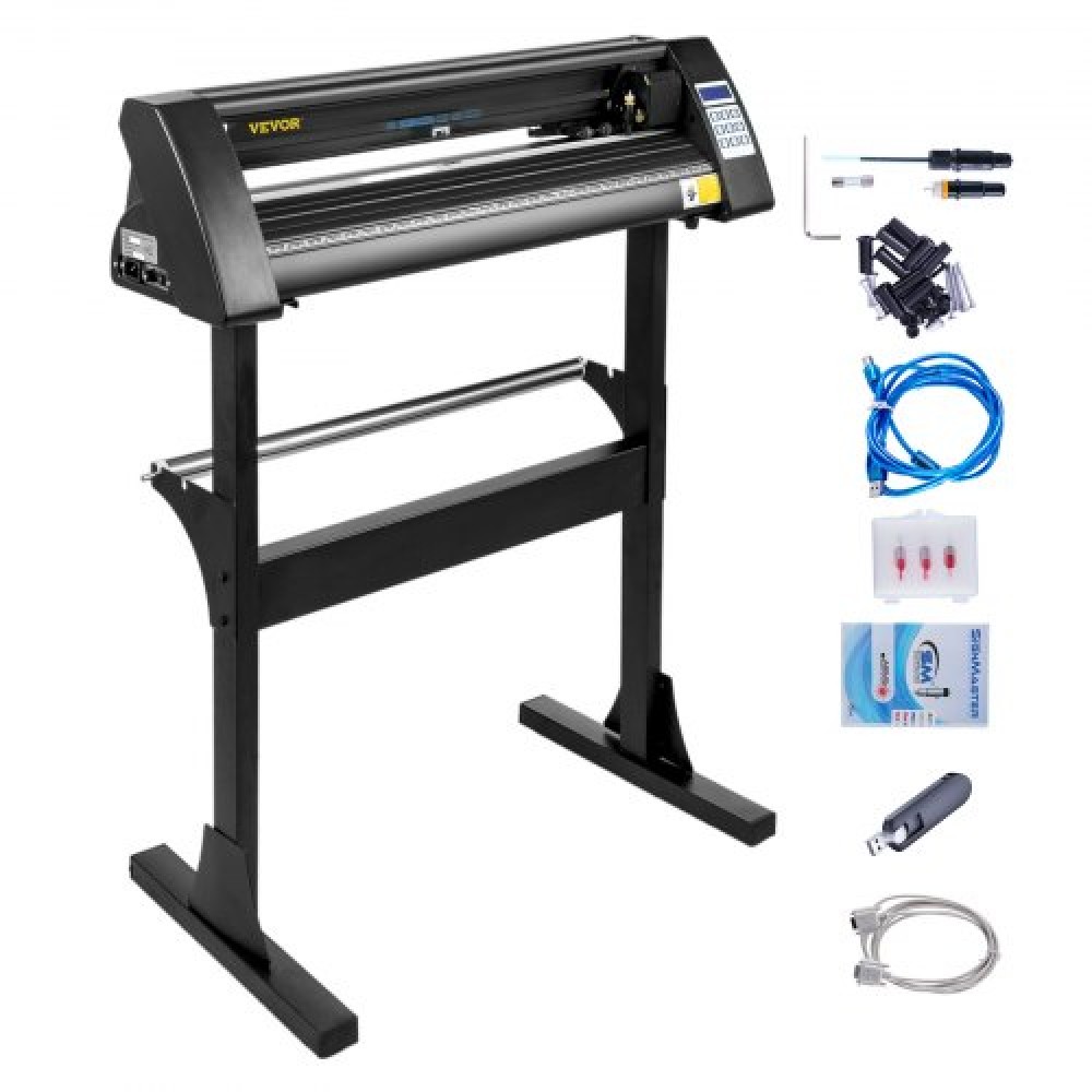 VEVOR Vinyl Cutter 28 Inch Vinyl Cutter Machine 720mm Paper Feed Vinyl Plotter Cutter Machine with Sturdy Floor Stand for Cutting Paper Black