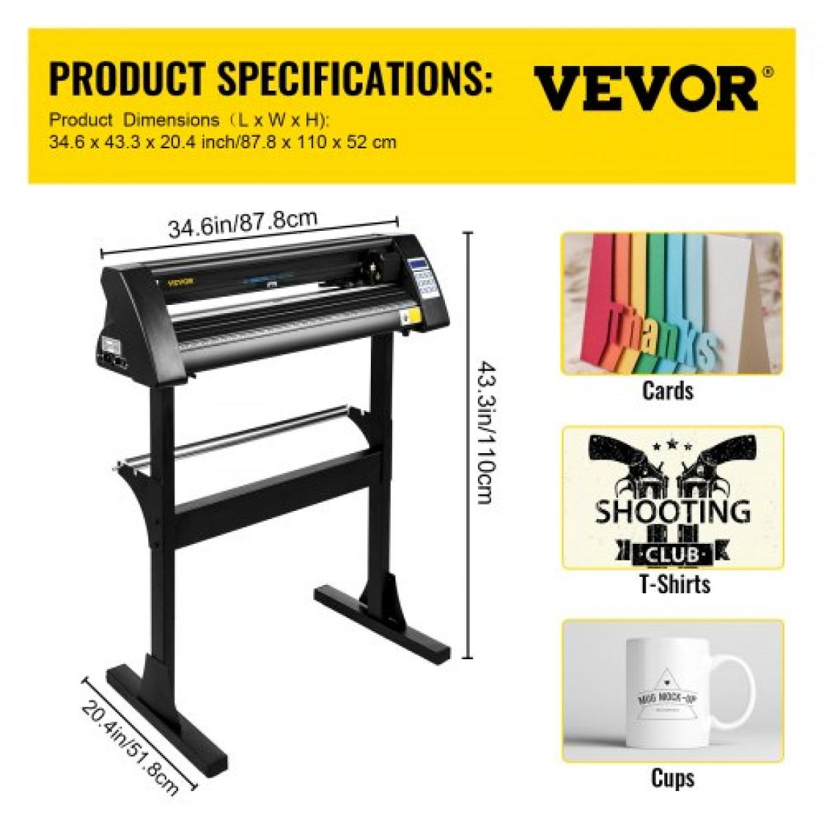 VEVOR Vinyl Cutter 28 Inch Vinyl Cutter Machine 720mm Paper Feed Vinyl Plotter Cutter Machine με στιβαρή βάση δαπέδου για κοπή χαρτιού μαύρο