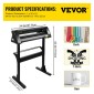 VEVOR Vinyl Cutter 28 Inch Vinyl Cutter Machine 720mm Paper Feed Vinyl Plotter Cutter Machine με στιβαρή βάση δαπέδου για κοπή χαρτιού μαύρο