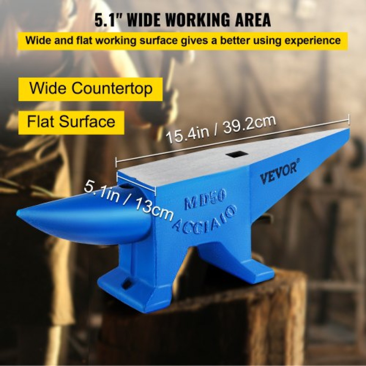 VEVOR Single Horn Anvil Cast Steel Blacksmith προς πώληση Εργαλεία Forge Steel με στρογγυλή και τετράγωνη τρύπα και εξοπλισμός Anvil Rugged Blacksmith Jewelers Ανθεκτικό και στιβαρό μεταλλικό εργαλείο εργασίας 105Lbs