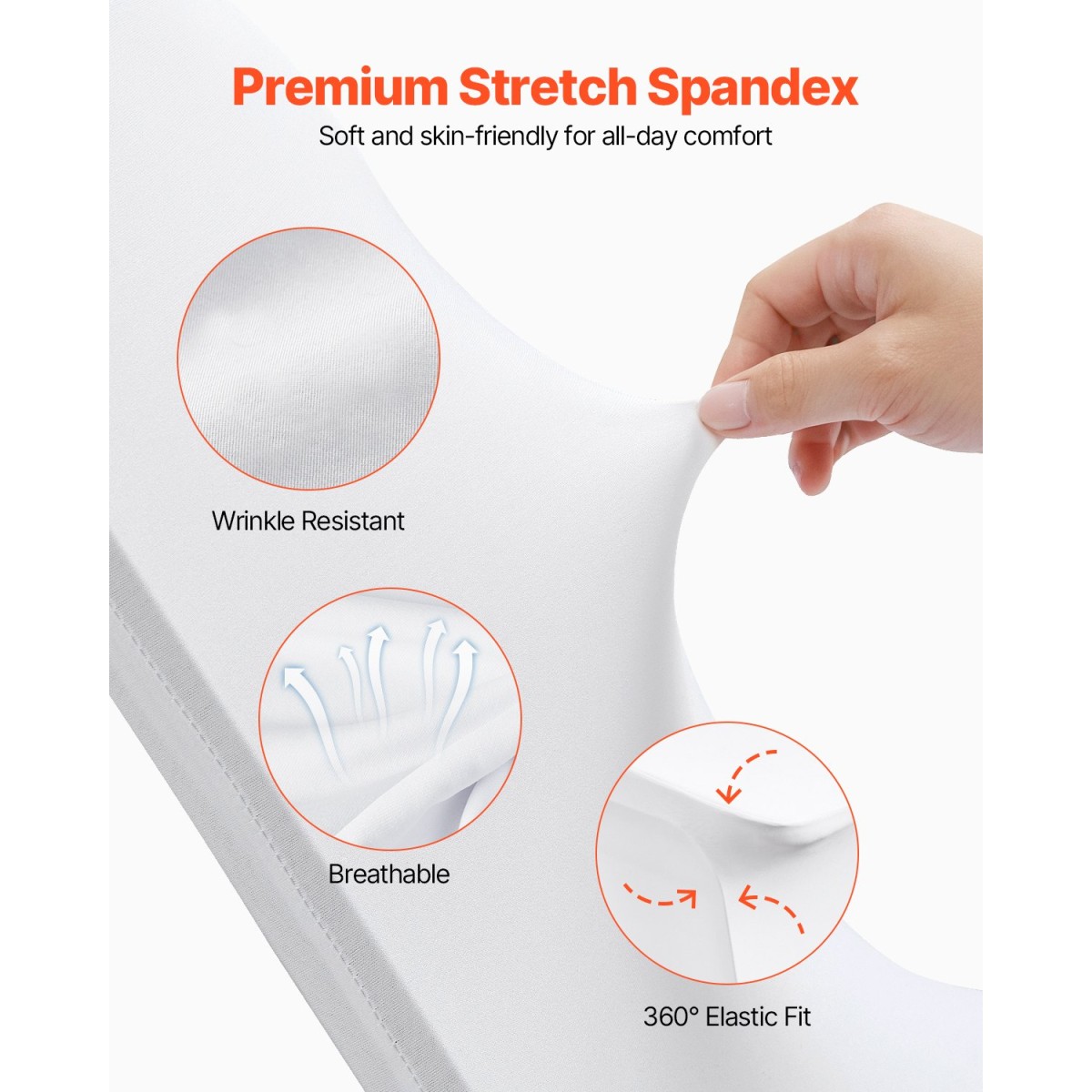 Πτυσσόμενα καλύμματα καρέκλας VEVOR Stretch Spandex, Universal Εφαρμοσμένο κάλυμμα καρέκλας, Αφαιρούμενα πλενόμενα προστατευτικά καλύμματα, για γάμους, διακοπές, συμπόσιο, πάρτι, γιορτή, δείπνο (100 τμχ Λευκό)