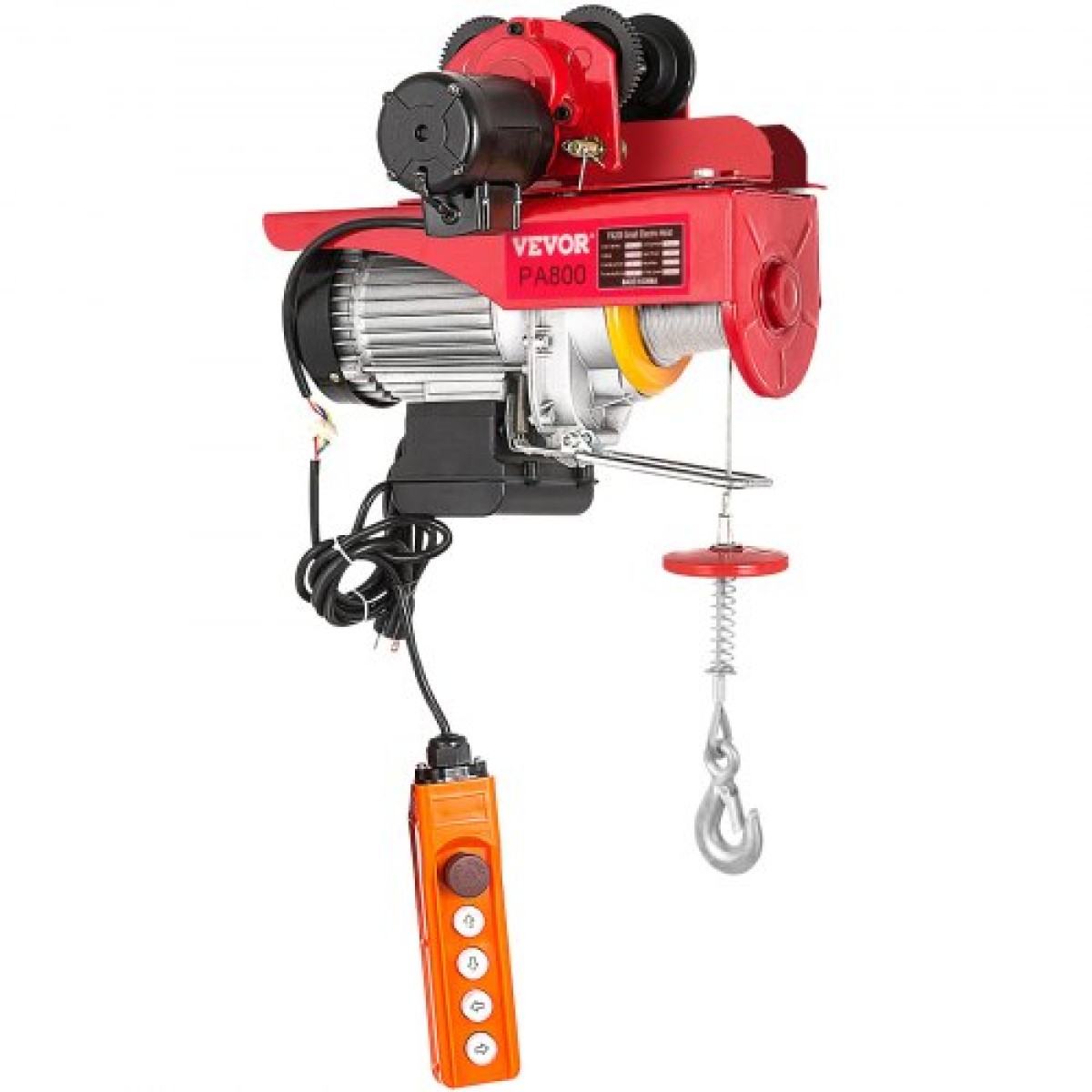 VEVOR 800Kg/1700Lbs Electric Trolley Hoist 1300W Electric Hoist Winch Double 12M/40Ft , Electric Hoist Electric Forklift Steel Holder Pallet Lever Hoist Garage