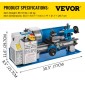 VEVOR Mini Metal Lathe 550W Variable Speed ​​Metal Lathe 50 to 2500Rpm Precision Mini Benchtop Lathe 7x14 Inch for Mini Precision Parts Processing Επεξεργασία δειγμάτων Εργασίες Μοντελοποίησης