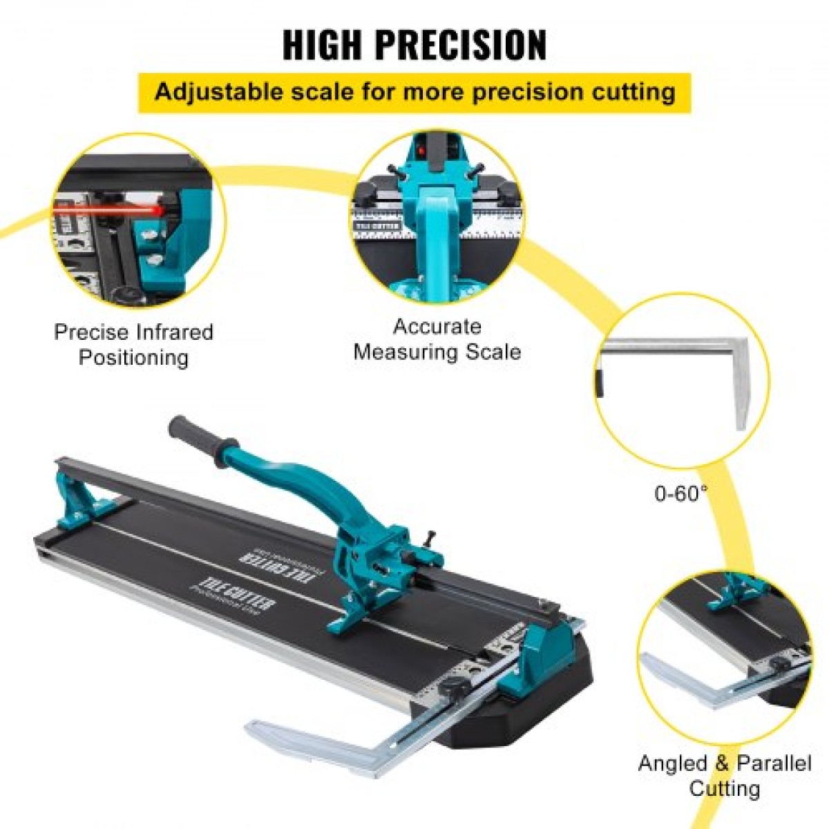 VEVOR 800 mm Tile Cutter Single Rail Manual Tile Cutter 3/5 in Cap w/Precise Laser Positioning Manual Tile Cutter Tools for Precision Cutter