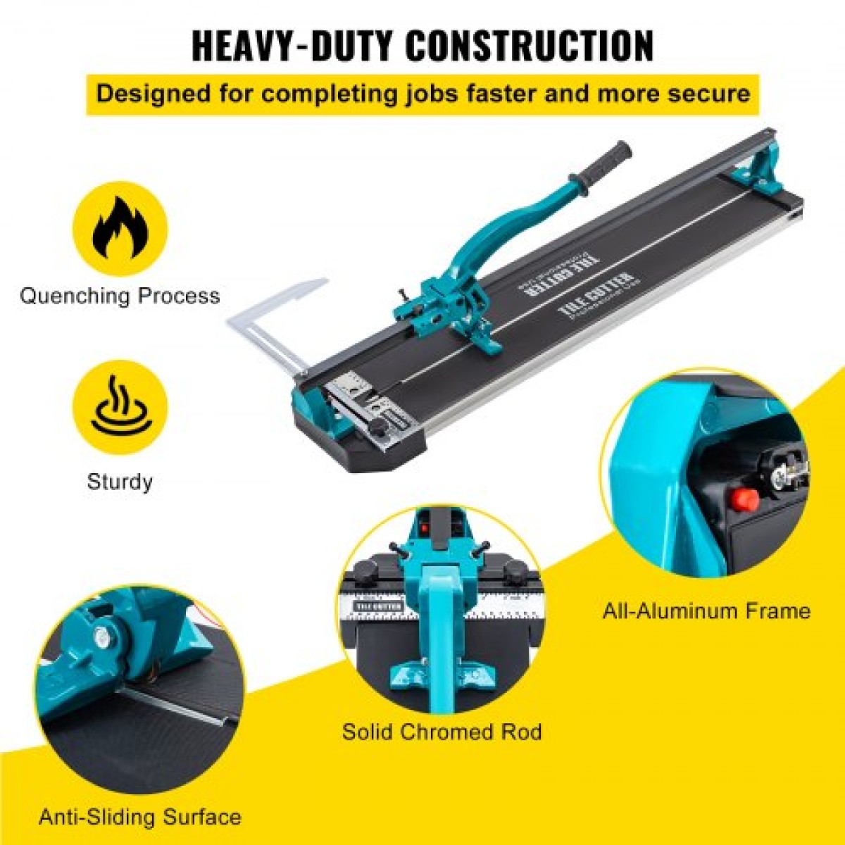 VEVOR 800 mm Tile Cutter Single Rail Manual Tile Cutter 3/5 in Cap w/Precise Laser Positioning Manual Tile Cutter Tools for Precision Cutter