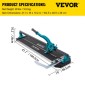 VEVOR 800 mm Tile Cutter Single Rail Manual Tile Cutter 3/5 in Cap w/Precise Laser Positioning Manual Tile Cutter Tools for Precision Cutter