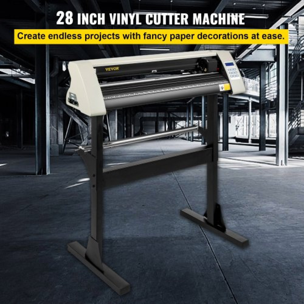 VEVOR Vinyl Cutter 28 Inch Vinyl Cutter Machine 720mm Paper Feed Vinyl Plotter Cutter Machine with Sturdy Floor Stand for Cutting Paper White