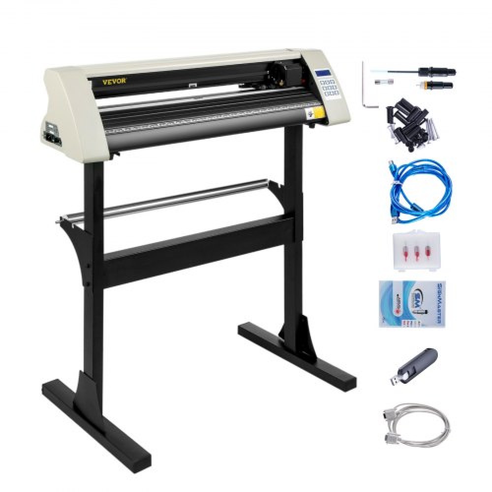 VEVOR Vinyl Cutter 28 Inch Vinyl Cutter Machine 720mm Paper Feed Vinyl Plotter Cutter Machine with Sturdy Floor Stand for Cutting Paper White