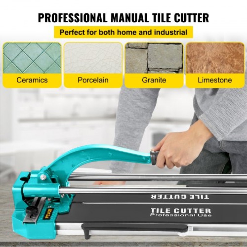 VEVOR 31 Inch/800mm Tile Cutter Double Rails & Brackets Manual Tile Cutter 3/5 in Cap with Precise Laser Manual Tile Cutter Tools for Precision Cutting