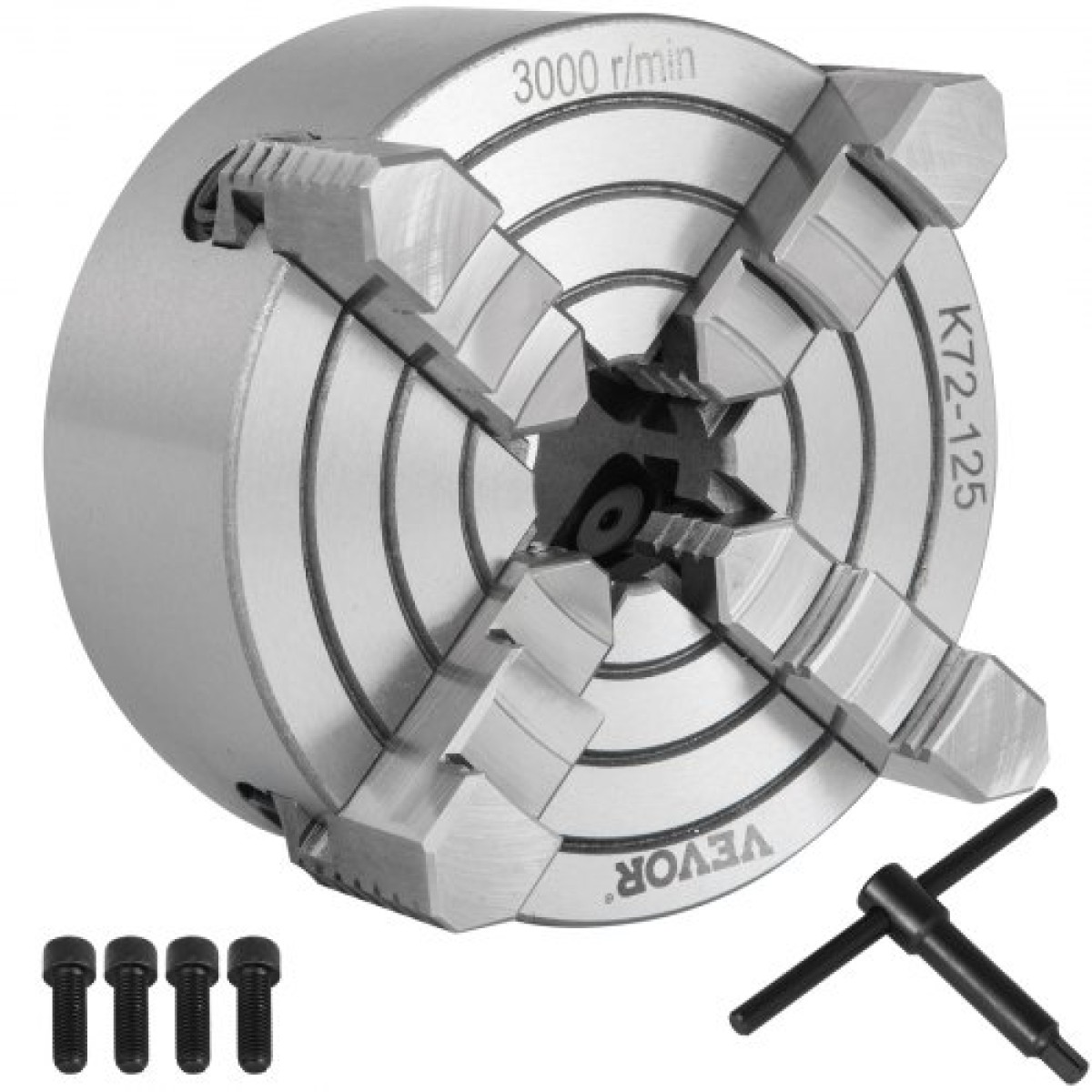 VEVOR K72-125 5 ιντσών τσοκ τόρνου Ανεξάρτητη αναστρέψιμη σιαγόνα 125mm Μεταλλικό τόρνο μηχανήματος Αξεσουάρ για μίνι μεταλλικό μηχάνημα τόρνου Τσοκ τόρνου 4 σιαγόνων