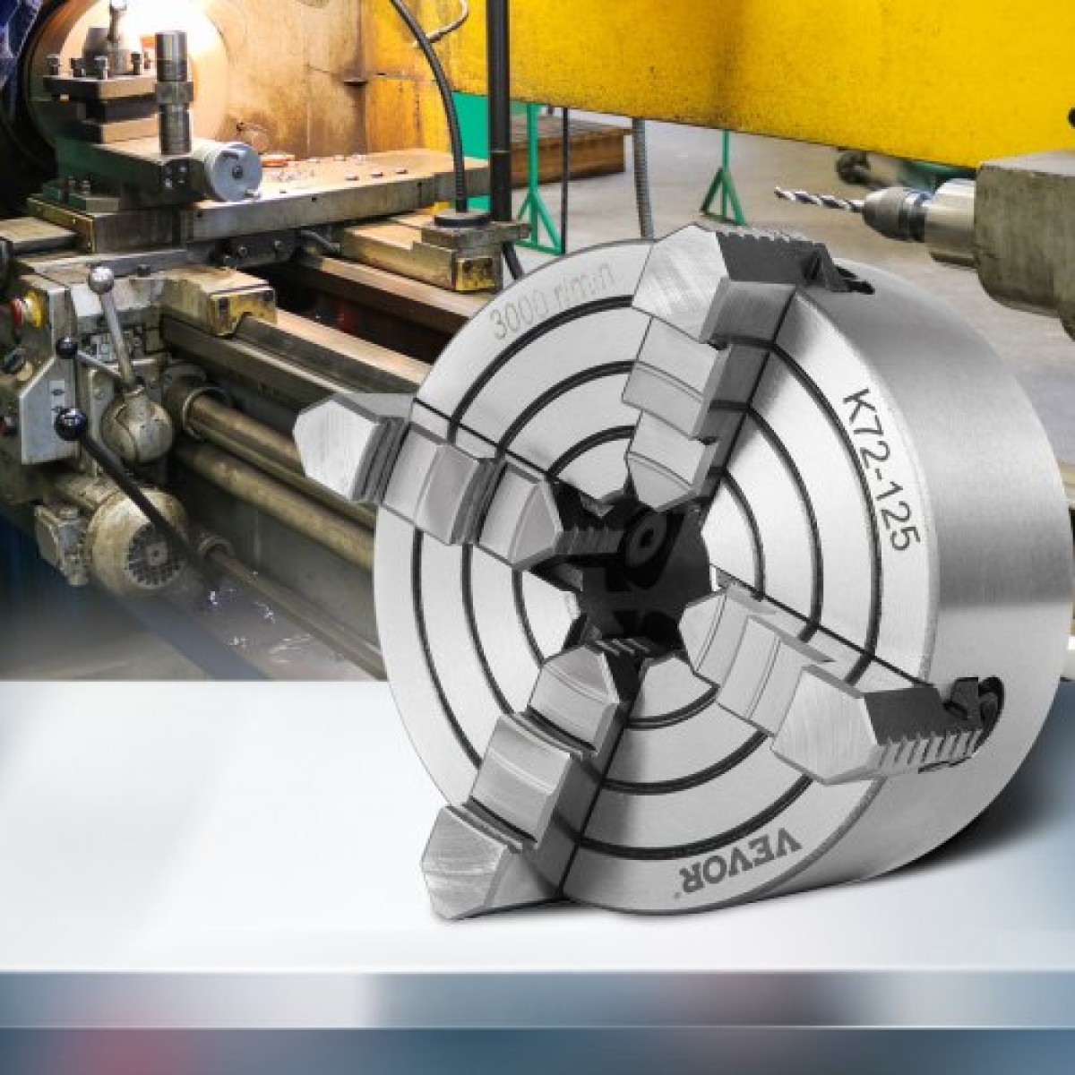 VEVOR K72-125 5 ιντσών τσοκ τόρνου Ανεξάρτητη αναστρέψιμη σιαγόνα 125mm Μεταλλικό τόρνο μηχανήματος Αξεσουάρ για μίνι μεταλλικό μηχάνημα τόρνου Τσοκ τόρνου 4 σιαγόνων