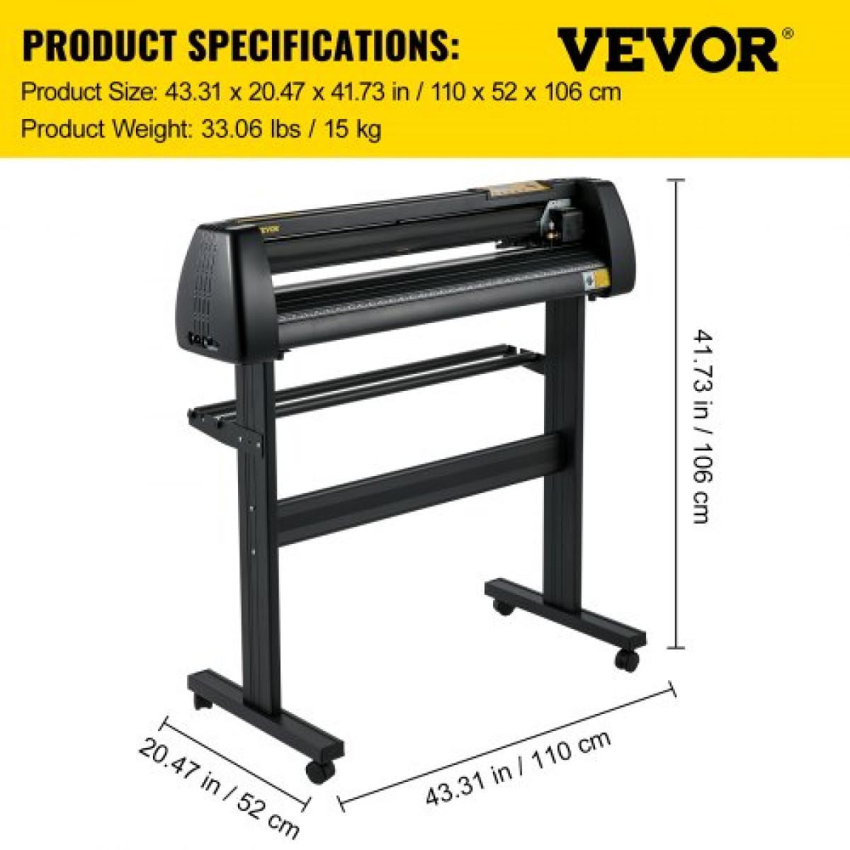 VEVOR Vinyl Cutter Plotter Machine 34" Signmaster Software Sign Making Machine 870mm Paper Feed Vinyl Cutter Plotter with Stand (34" 870mm)