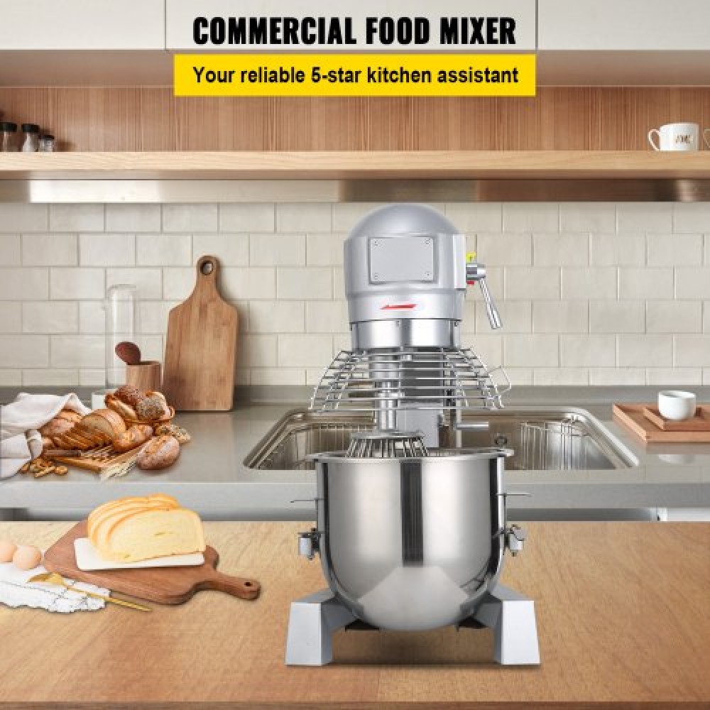VEVOR Electric Food Mixer 30L Food Stand Mixer 1100W Electric Dough Mixer Maker 220V Adjustable Commercial Mixer Grinder Commercial Stand Mixer for Kitchen Commercial Use