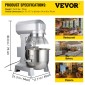 VEVOR Electric Food Mixer 30L Food Stand Mixer 1100W Electric Dough Mixer Maker 220V Adjustable Commercial Mixer Grinder Commercial Stand Mixer για Εμπορική χρήση κουζίνας