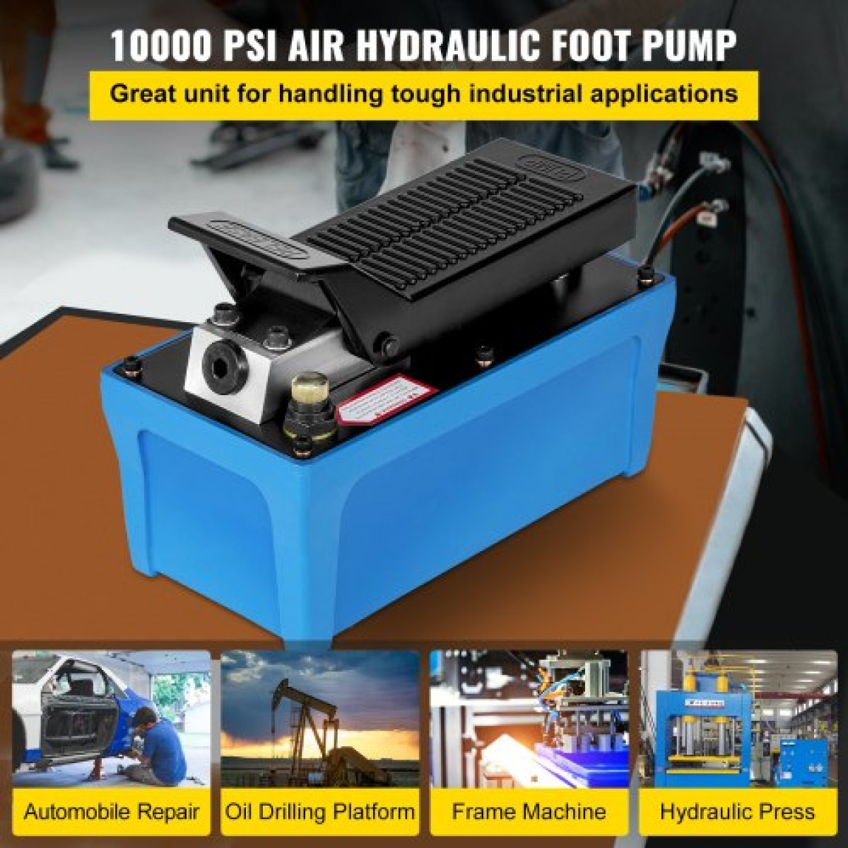 VEVOR Air Hydraulic Pump Μονάδα Power Pack 10.000 PSI 1687,8 cm³ Καπάκι βαρέως τύπου ολικής μεταλλικής κατασκευής Air Hydraulic Foot Pump