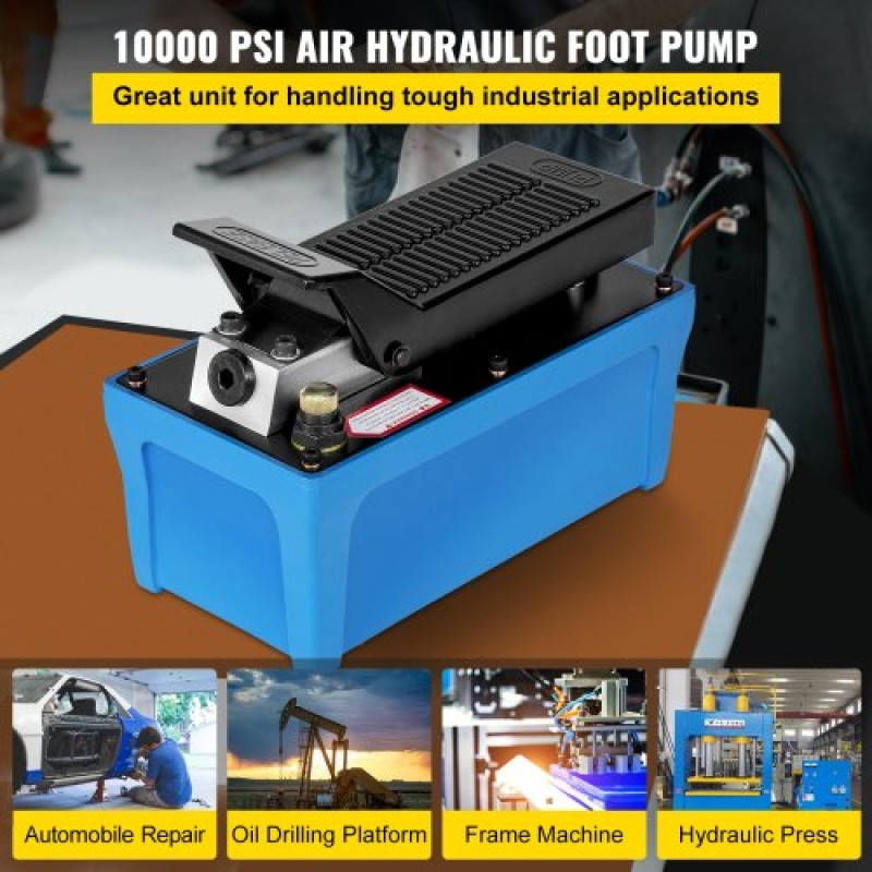 VEVOR Air Hydraulic Pump Μονάδα Power Pack 10.000 PSI 1687,8 cm³ Καπάκι βαρέως τύπου ολικής μεταλλικής κατασκευής Air Hydraulic Foot Pump