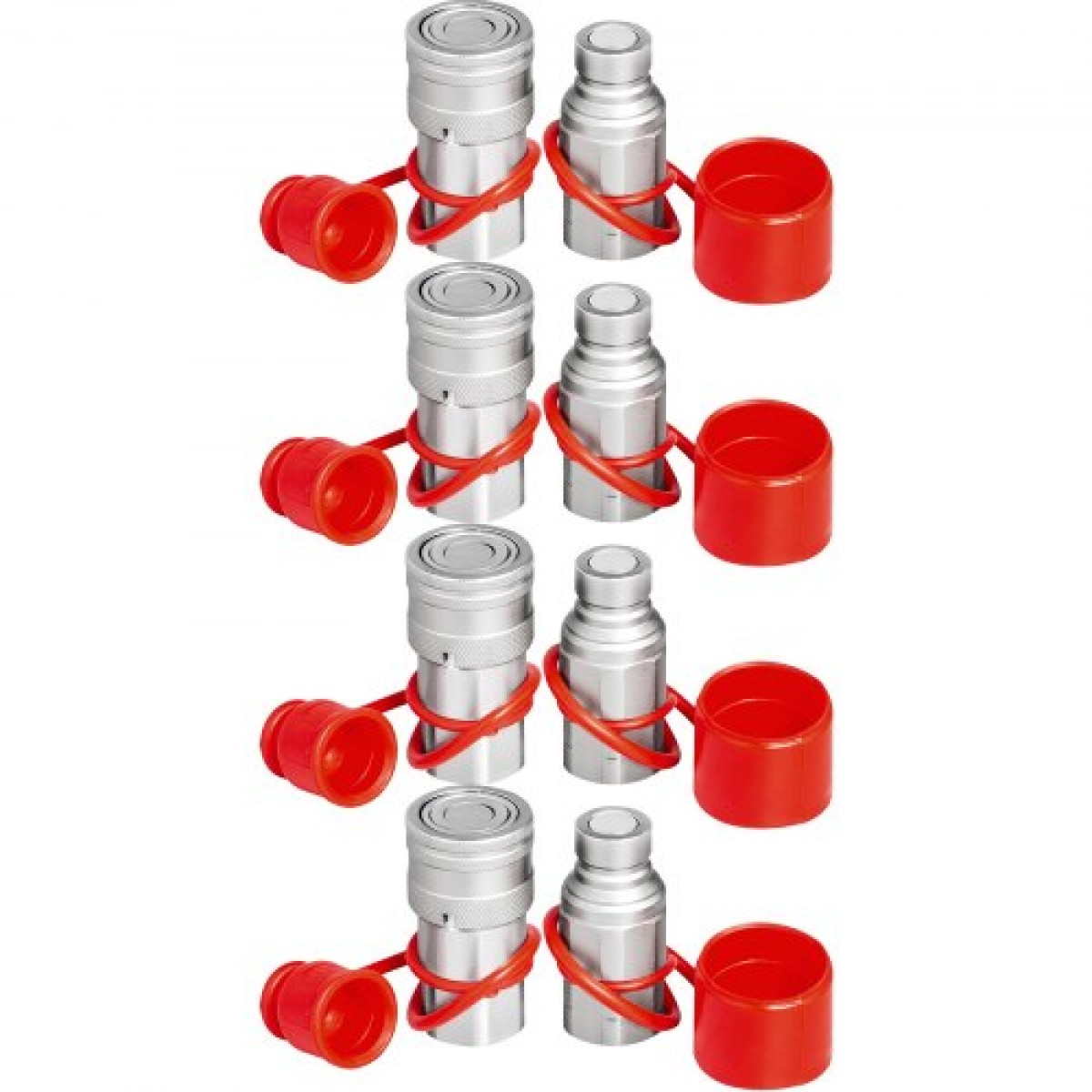 VEVOR Hydraulic Quick Connect 1/2 Body with 1/2" NPT Thread Hydraulic Coupler 4 Pairs Hydraulic Coupling Quick Connect 45,5 L/min Hydraulic Quick Coupler (ISO 16028)