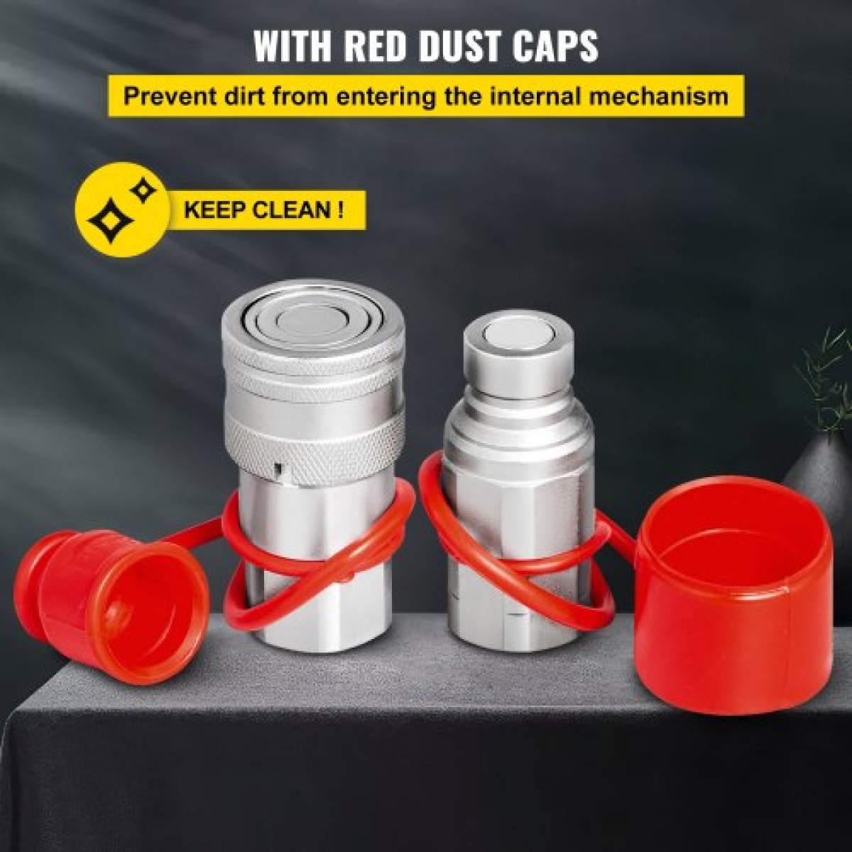 VEVOR Hydraulic Quick Connect 1/2 Body with 1/2" NPT Thread Hydraulic Coupler 4 Pairs Hydraulic Coupling Quick Connect 45,5 L/min Hydraulic Quick Coupler (ISO 16028)