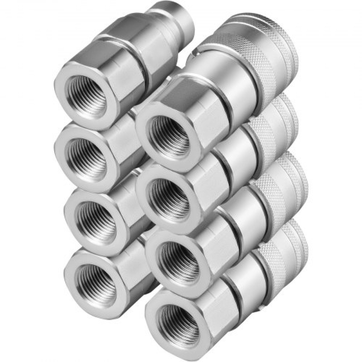 VEVOR Hydraulic Quick Connect 1/2 Body with 1/2" NPT Thread Hydraulic Coupler 4 Pairs Hydraulic Coupling Quick Connect 45,5 L/min Hydraulic Quick Coupler (ISO 16028)