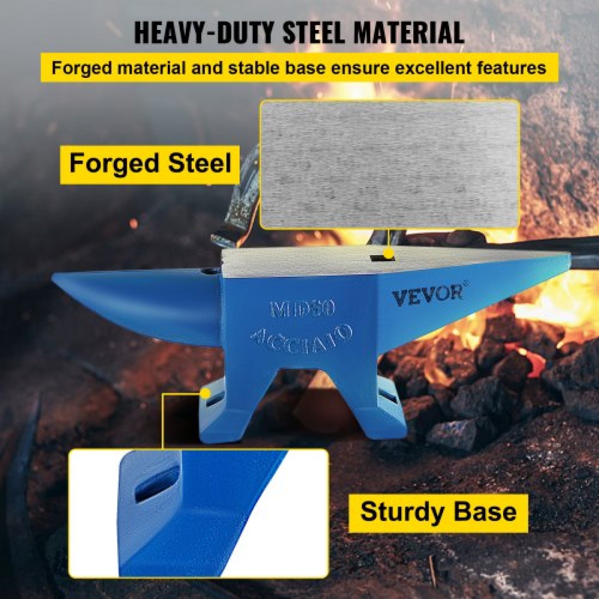 VEVOR Single Horn Anvil 132Lbs χυτό ατσάλινο αμόνι σιδηρουργός προς πώληση Εργαλεία Forge Steel με στρογγυλή και τετράγωνη τρύπα και εξοπλισμός Anvil Rugged Blacksmith Jewelers Ανθεκτικό και στιβαρό μεταλλικό εργαλείο εργασίας