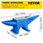 VEVOR Single Horn Anvil 132Lbs χυτό ατσάλινο αμόνι σιδηρουργός προς πώληση Εργαλεία Forge Steel με στρογγυλή και τετράγωνη τρύπα και εξοπλισμός Anvil Rugged Blacksmith Jewelers Ανθεκτικό και στιβαρό μεταλλικό εργαλείο εργασίας