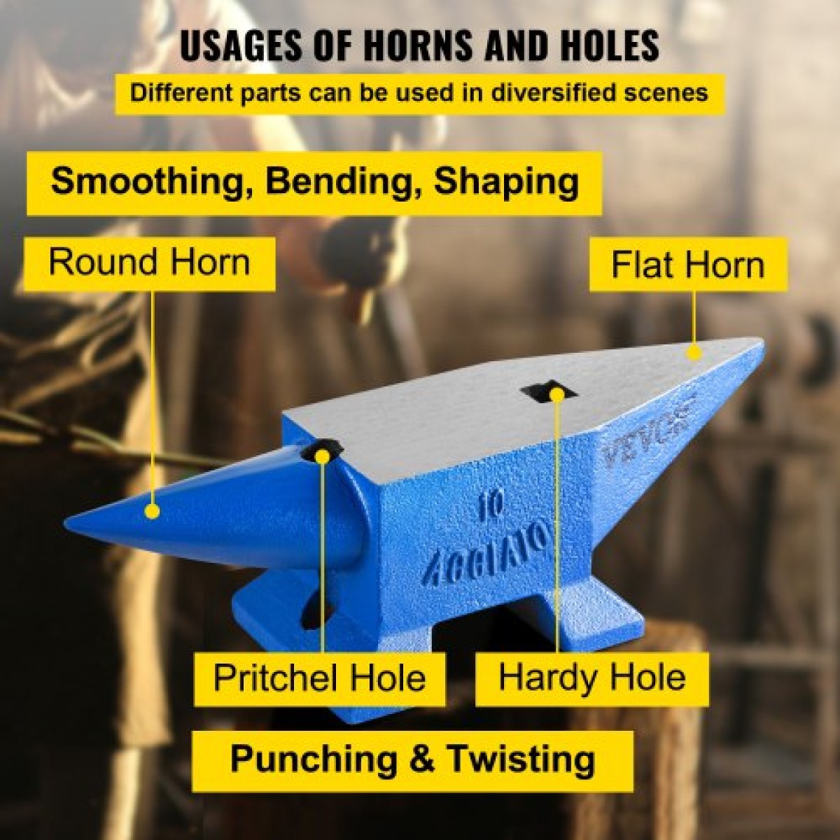 VEVOR Single Horn Anvil 22Lbs Steel Anvil Blacksmith προς πώληση Forge Steel Tools with Round and Square The and Equipment Anvil Rugged Blacksmith Jewelers Durable and Robust Metalsmith Tool