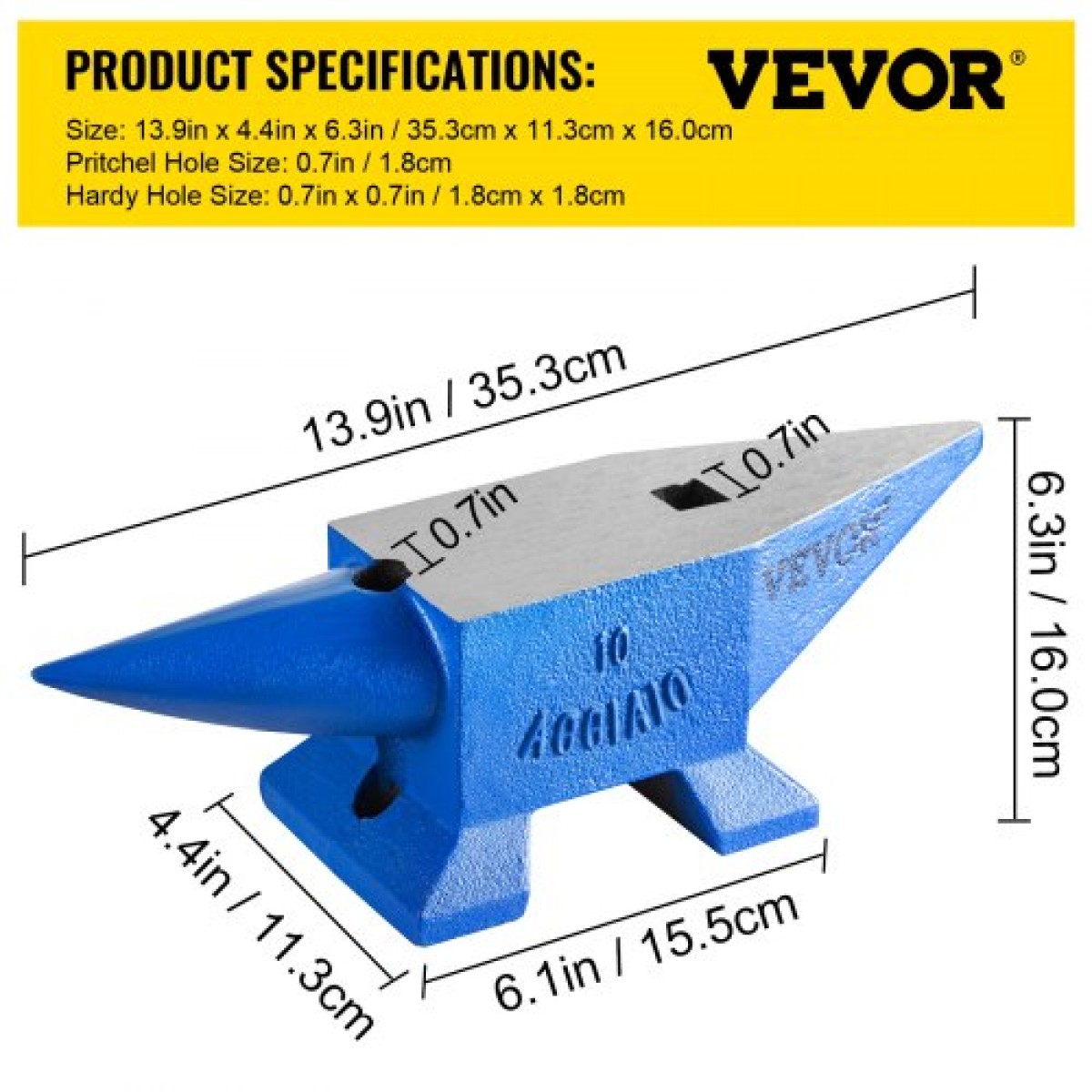 VEVOR Single Horn Anvil 22Lbs Steel Anvil Blacksmith προς πώληση Forge Steel Tools with Round and Square The and Equipment Anvil Rugged Blacksmith Jewelers Durable and Robust Metalsmith Tool