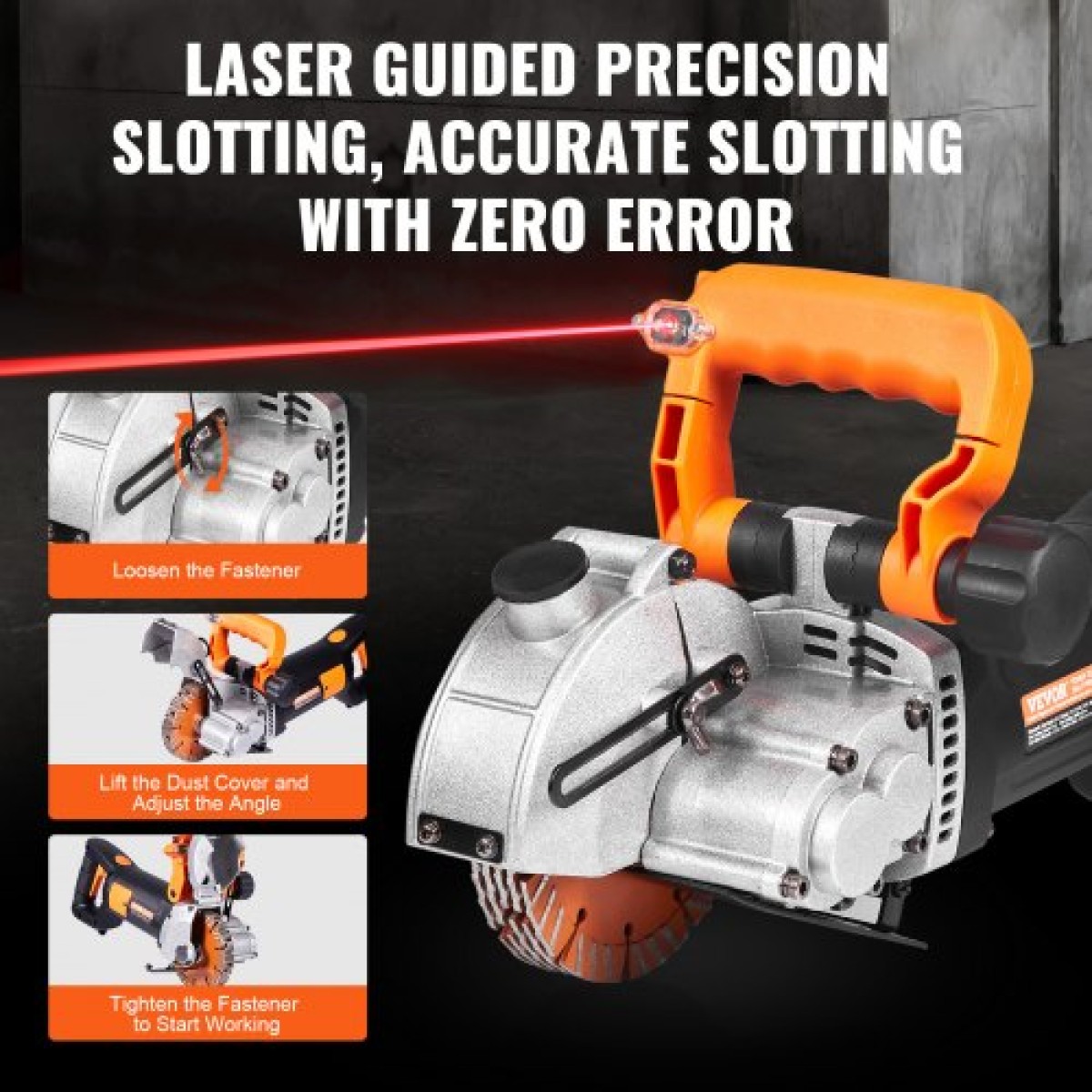 VEVOR Electric Wall Chaser, Μηχάνημα κοπής Wall Groove 133mm, Groove Cutting Machine Depth 42mm, Wall Slots Machine 2500W, Wall Cutting Machine with Water Pump