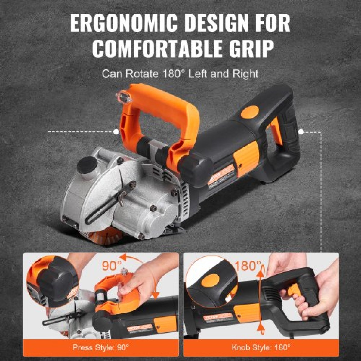 VEVOR Electric Wall Chaser, Μηχάνημα κοπής Wall Groove 133mm, Groove Cutting Machine Depth 42mm, Wall Slots Machine 2500W, Wall Cutting Machine with Water Pump