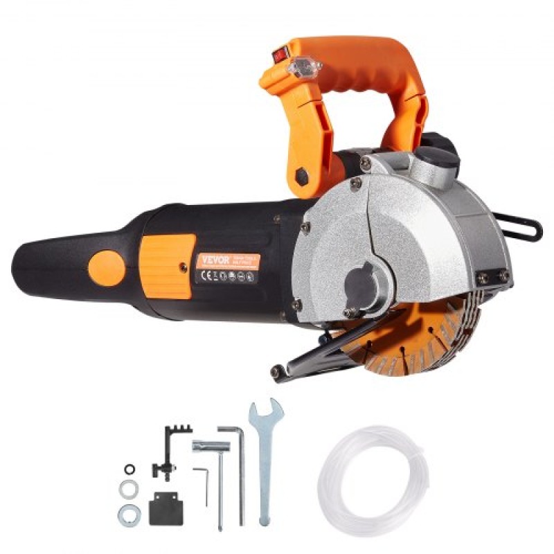 VEVOR Electric Wall Chaser, Μηχάνημα κοπής Wall Groove 133mm, Groove Cutting Machine Depth 42mm, Wall Slots Machine 2500W, Wall Cutting Machine with Water Pump