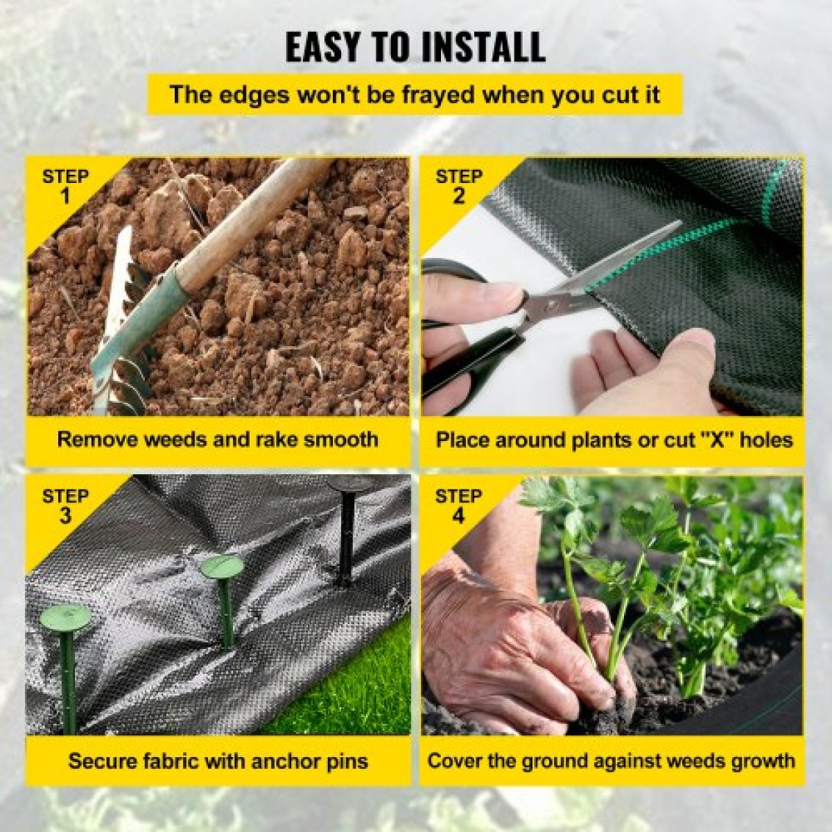 VEVOR 182,9 x 9144 cm Heavy Duty PP Woven Weed Barrier Landscape Ground Cover 68 g
