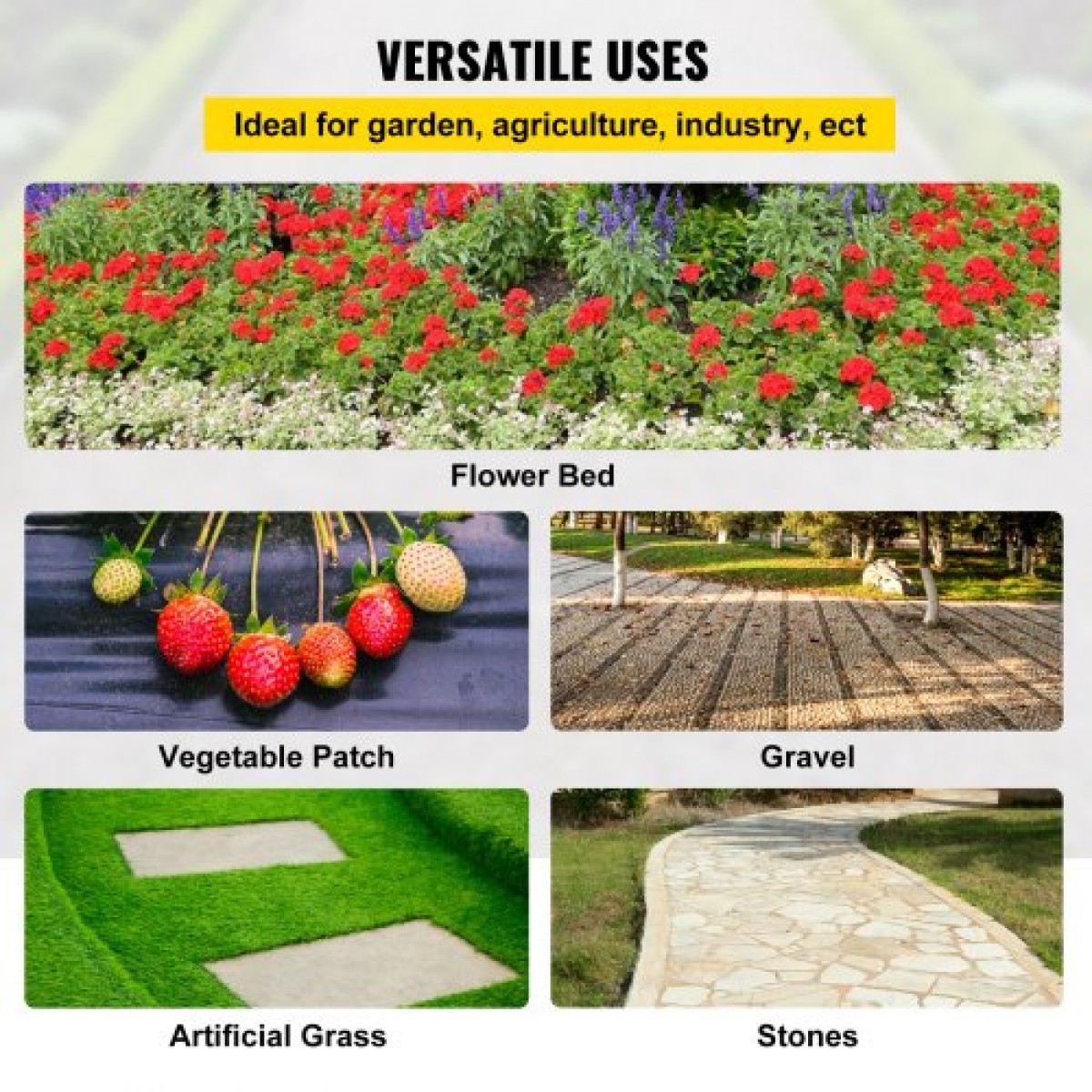VEVOR 182,9 x 9144 cm Heavy Duty PP Woven Weed Barrier Landscape Ground Cover 68 g