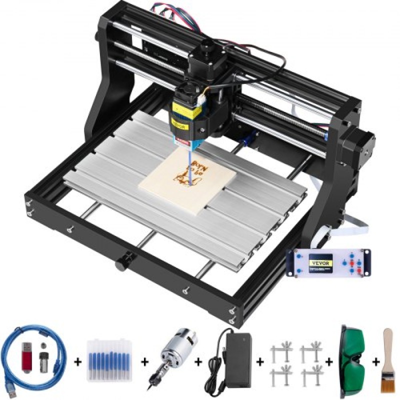 VEVOR CNC 3018 Pro 2500MW 300×180×40mm Cnc Machine GRBL Control Mini Laser Engraver with Offline Controller 3 Axis Laser Engraving Machine for Carving Milling Plastic Acrylic PVC Wood