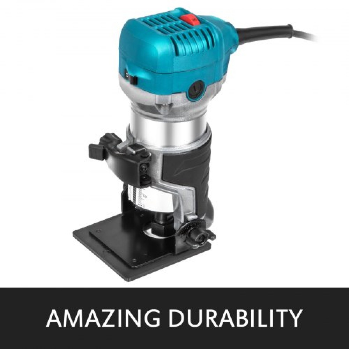 VEVOR 800W Max Torque Variable Speed ​​30.000 RPM Compact Router with Collets 6,4 mm & 9,5 mm 1 x Plunge Base & 1 x Tilt Base 220V