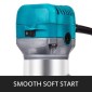 VEVOR 800W Max Torque Variable Speed ​​30.000 RPM Compact Router with Collets 6,4 mm & 9,5 mm 1 x Plunge Base & 1 x Tilt Base 220V