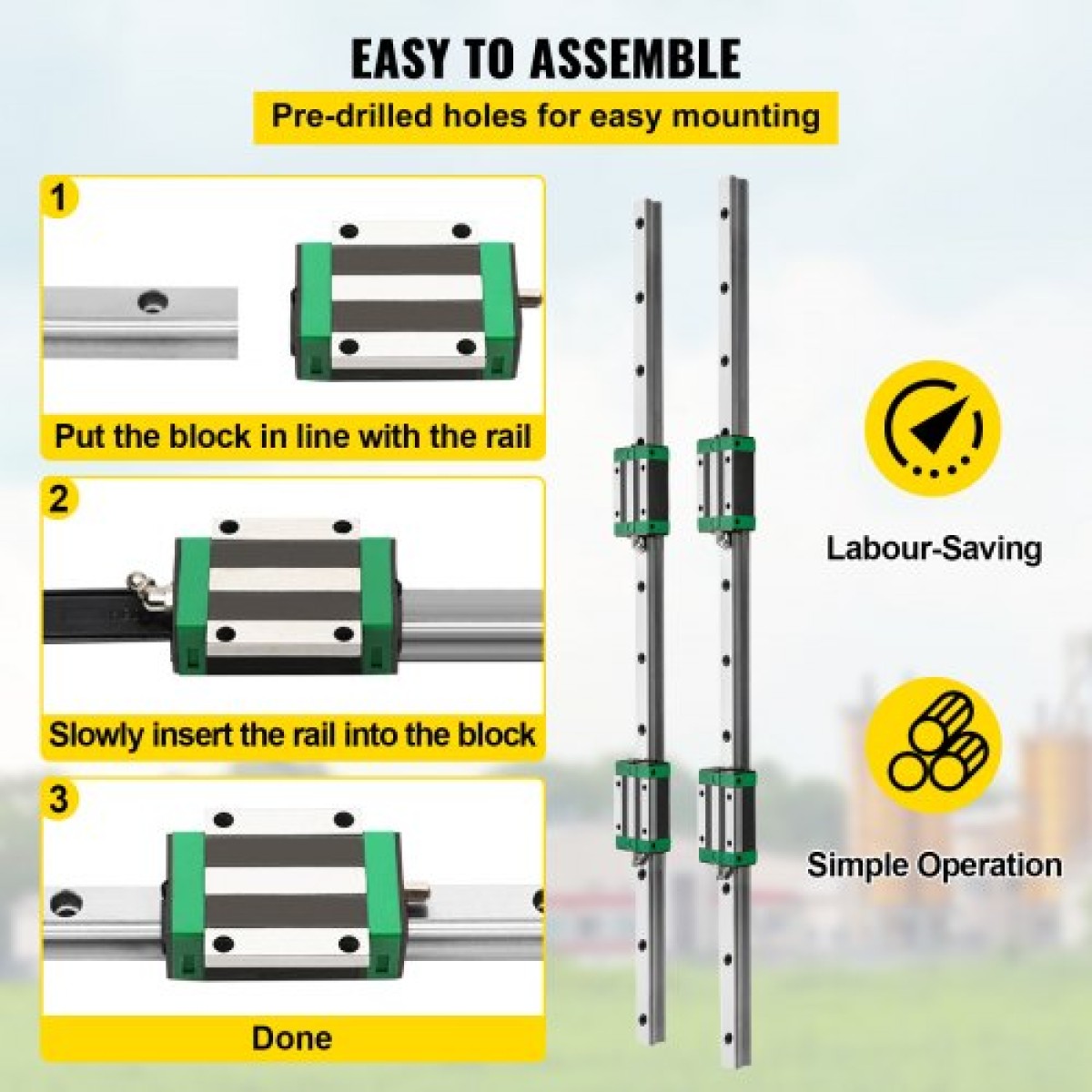 VEVOR Linear Guide Rail 2Pcs HGR20-1700mm Linear Slide Rail with 1Pcs RM1605-1700mm Ballscrew with BF12/BK12 Kit Linear Slide Rail Guide Rail Square For DIY CNC Routers Lathes Mills