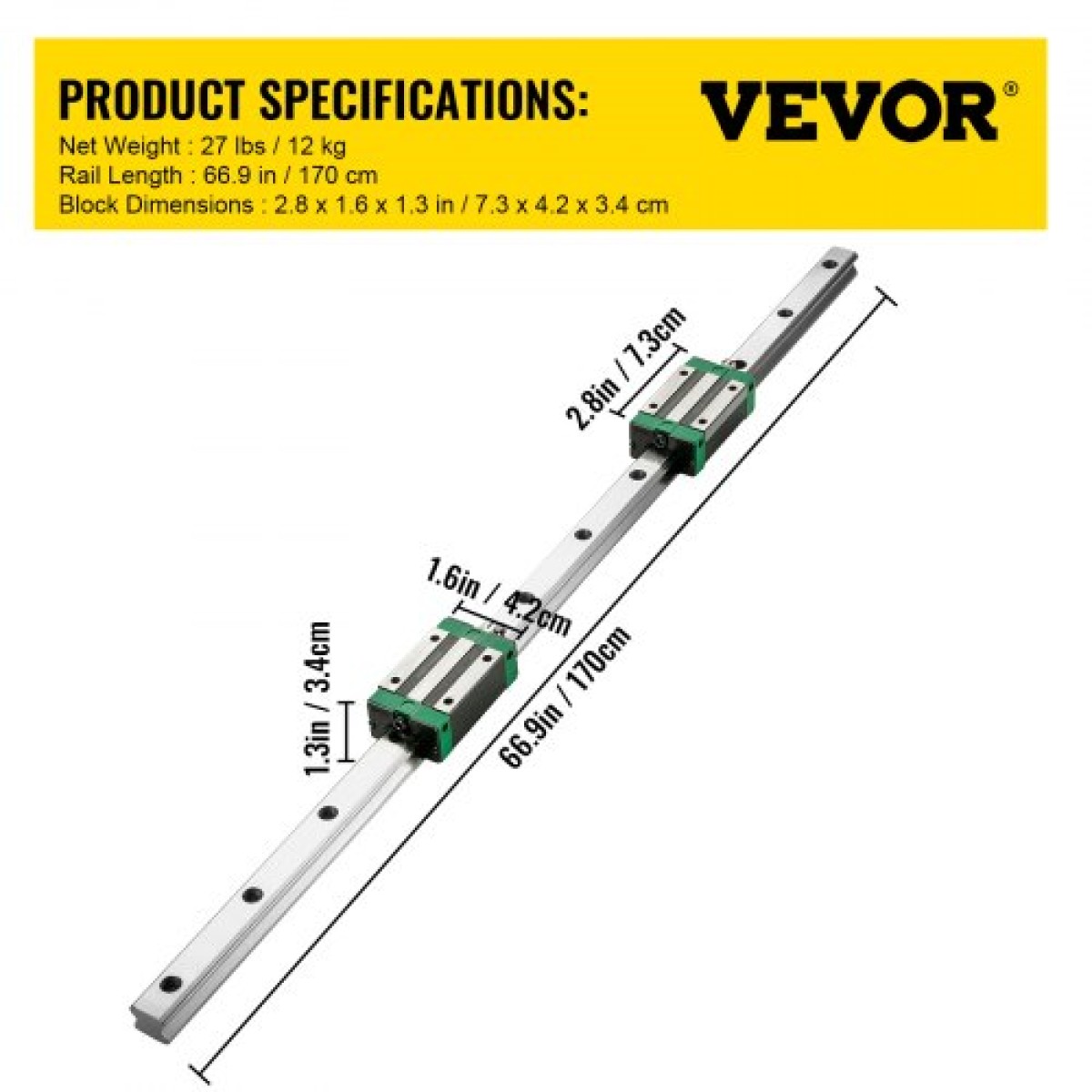VEVOR Linear Guide Rail 2Pcs HGR20-1700mm Linear Slide Rail with 1Pcs RM1605-1700mm Ballscrew with BF12/BK12 Kit Linear Slide Rail Guide Rail Square For DIY CNC Routers Lathes Mills