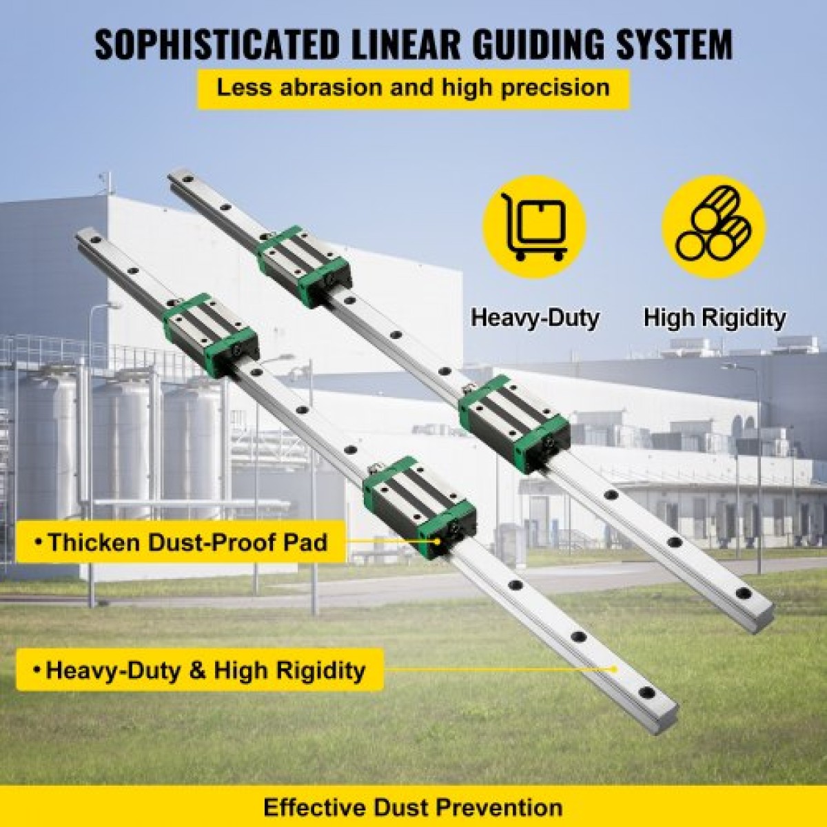 VEVOR Linear Guide Rail 2Pcs HGR20-1000mm Linear Slide Rail with 1Pcs RM1605-1000mm Ballscrew with BF12/BK12 Kit Linear Slide Rail Guide Rail Square For DIY CNC Routers Lathes Mills