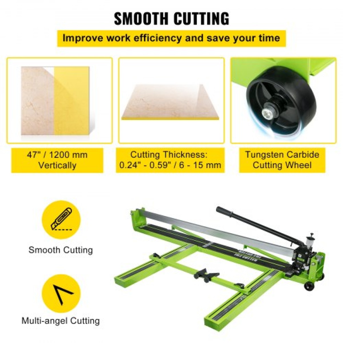 VEVOR Tile Cutter 47 ιντσών Μηχανή κοπής πλακιδίων 1,4 ιντσών Μηχανή κοπής κεραμικών πλακιδίων πορσελάνης με οδηγό λέιζερ πλαισίου από χάλυβα και μπόνους ανταλλακτικό κοπτικό τροχοί κοπής πλακιδίων Εργαλείο χειρός