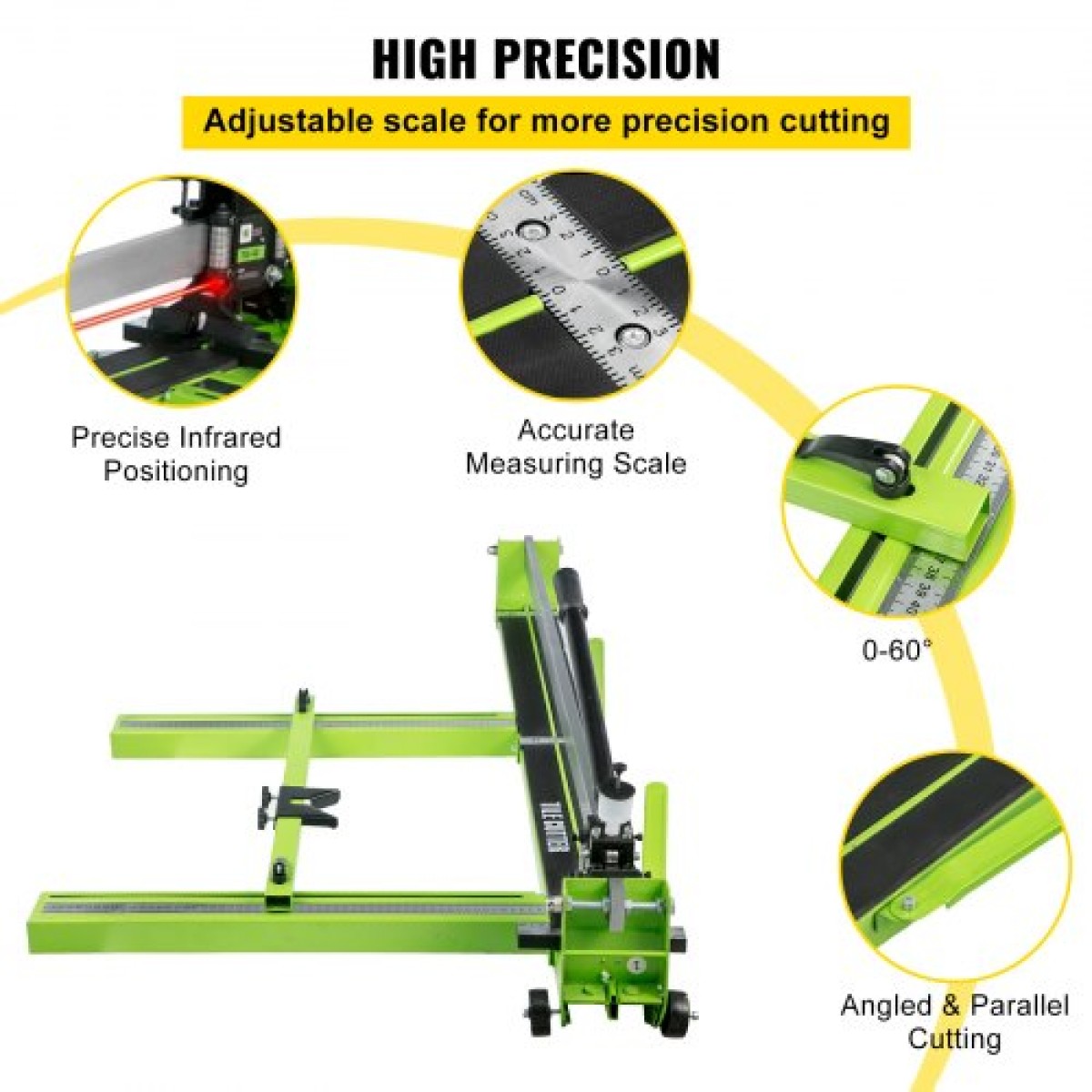 VEVOR Tile Cutter 47 ιντσών Μηχανή κοπής πλακιδίων 1,4 ιντσών Μηχανή κοπής κεραμικών πλακιδίων πορσελάνης με οδηγό λέιζερ πλαισίου από χάλυβα και μπόνους ανταλλακτικό κοπτικό τροχοί κοπής πλακιδίων Εργαλείο χειρός
